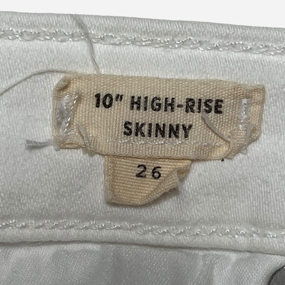 Madewell 10” High Rise Skinny Jeans 26 White Crop Raw Hem Button Front - Picture 13 of 16
